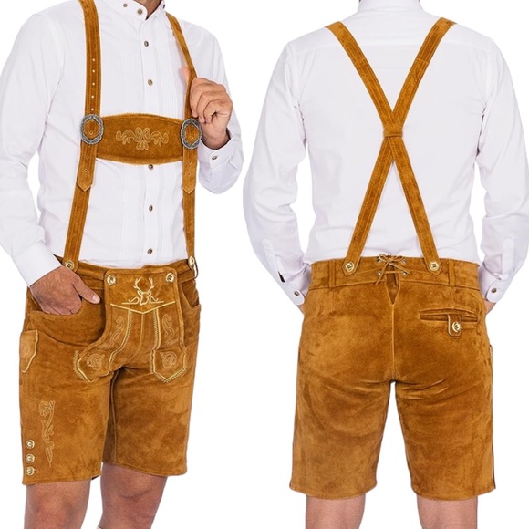 Pants German Trachten Bavarian Lederhosen Oktoberfest Brown Size 3